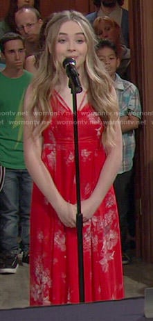 Maya's red floral maxi dress on Girl Meets World
