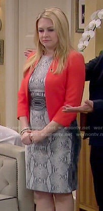 Mel's grey snake print dress on Melissa and Joey