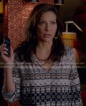 Regina's printed blouse on Switched at Birth