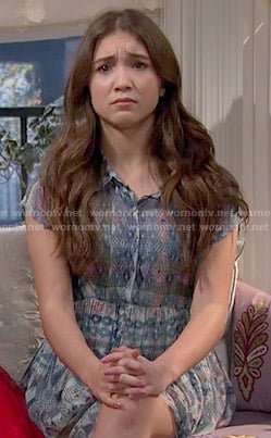 Riley's blue printed shirtdress on Girl Meets World