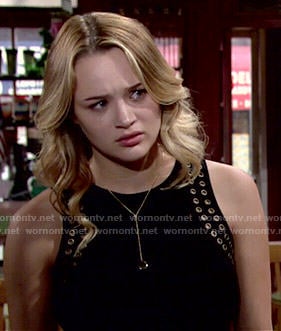 Summer's black studded trim top on The Young and the Restless