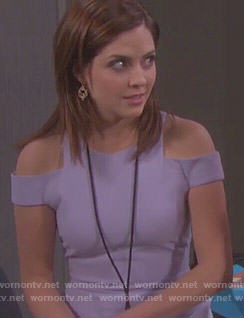 Theresa's purple cold shoulder dress on Days of our Lives