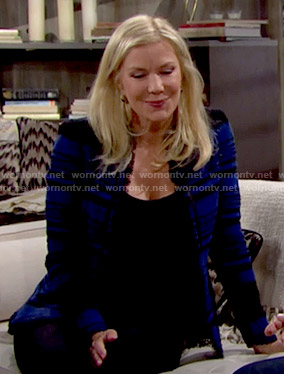 Brooke's blue striped tweed jacket on The Bold and the Beautiful