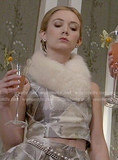 Chanel 3's metallic crop top and skirt set on Scream Queens