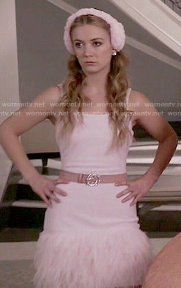 Chanel 3's pink feather trim dress on Scream Queens