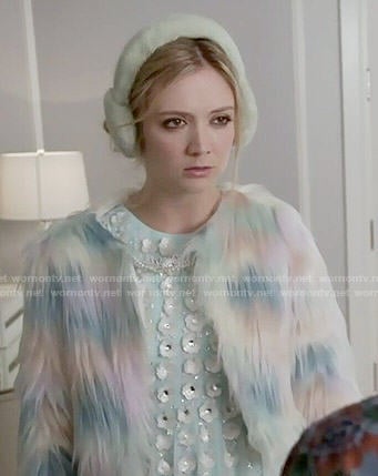Chanel 3's rainbow fur jacket on Scream Queens