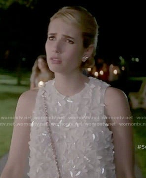 Chanel's white embellished dress on Scream Queens