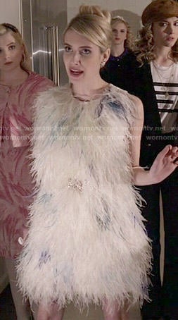 Chanel's white feather dress on Scream Queens