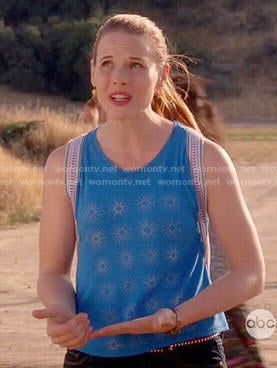 Daphne's blue sun print tank top on Switched at Birth