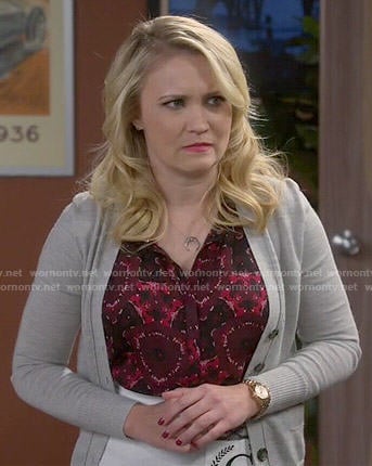 Gabi's red printed top on Young and Hungry