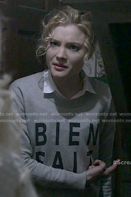 Grace's 'Bien Fait' sweatshirt on Scream Queens