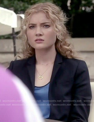 Grace's blue top with black trim on Scream Queens