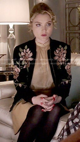 Grace's floral embroidered bomber jacket on Scream Queens