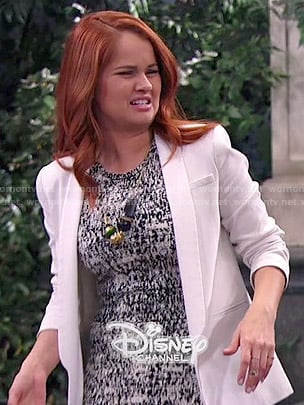 Jessie's black and white printed dress on Jessie