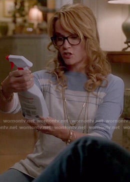 Kathryn's blue striped sweater on Switched at Birth