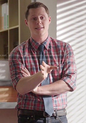 Kevin's red plaid shirt on Kevin from Work