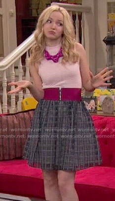 Liv's black checked skirt and pink zip belt on Liv and Maddie