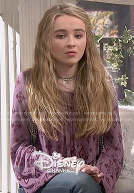 Maya's purple printed long sleeve top on Girl Meets World