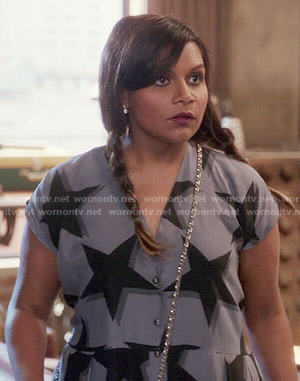 Mindy's grey star print jumpsuit on The Mindy Project