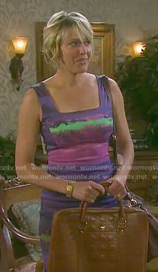 Nicole's purple paint print dress on Days of our Lives