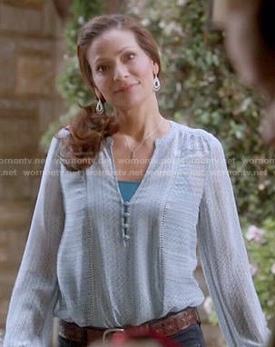 Regina's blue blouse on Switched at Birth