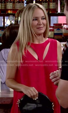 Sharon's red top with cutouts on The Young and the Restless