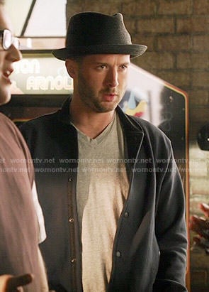 Toby's navy blue bomber jacket on Scorpion
