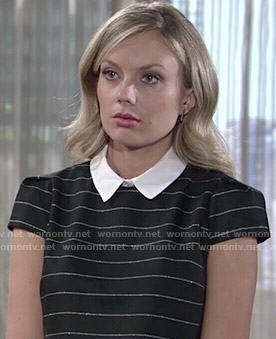 Abby's black striped top with white collar on The Young and the Restless