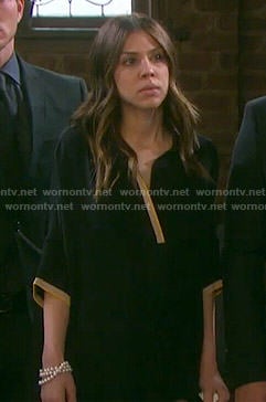 Abigail's black dress with cream trim on Days of our Lives