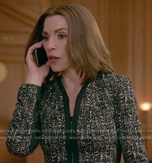 Alicia's black tweed jacket on The Good Wife