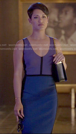 Anika's purple and blue colorblock dress on Empire