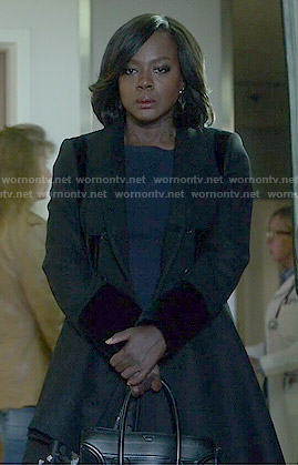 Annalise's black a-line coat on How to Get Away with Murder