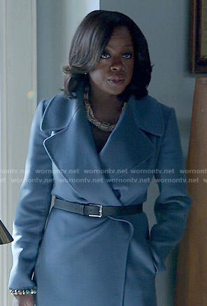 Annalise's blue wrap coat on How to Get Away with Murder