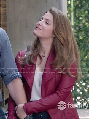 Audrey's red leather jacket on Kevin from Work