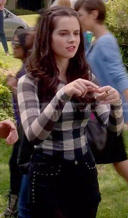 Bay's buffalo checked long sleeve top on Switched at Birth