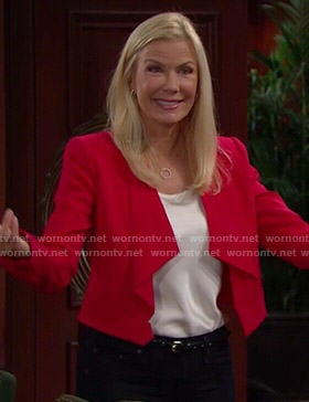 Brooke's red draped front jacket on The Bold and the Beautiful