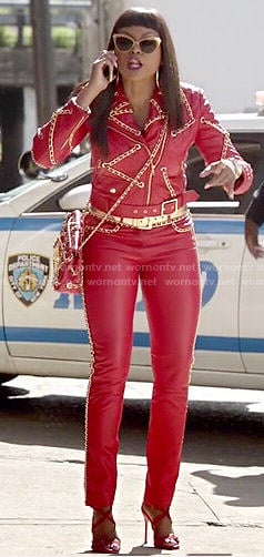 Cookie's red leather and chain detail outfit on Empire