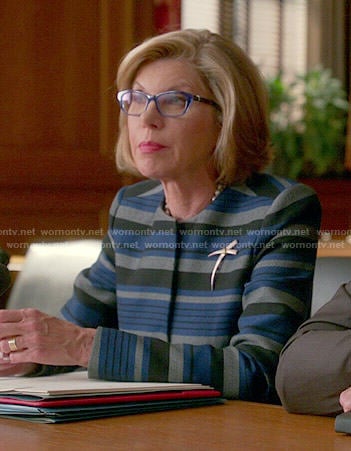 Diane's blue striped jacket on The Good Wife