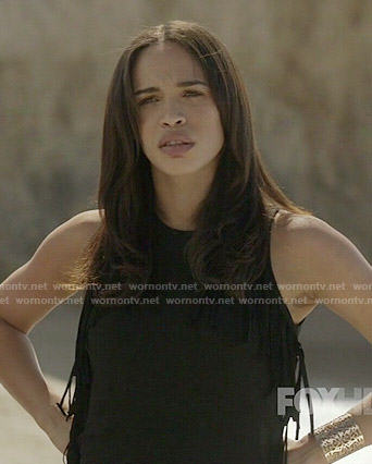 Erica's black fringed mini dress on Last Man on Earth