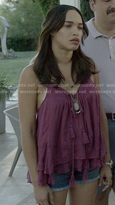 Erica's purple tiered top on Last Man on Earth