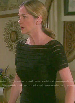 Eve's black illusion striped funeral dress on Days of our Lives