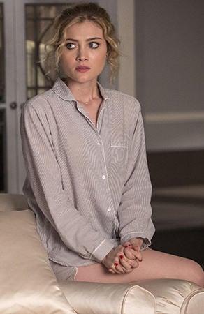 Grace's striped shortie pajama set on Scream Queens