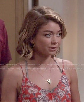 Haley's red floral cami on Modern Family