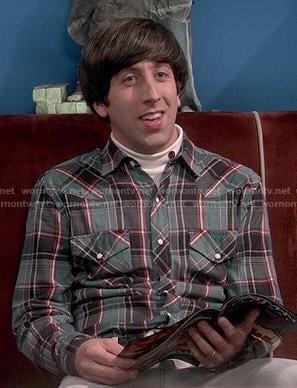 Howard's green and red plaid shirt on The Big Bang Theory