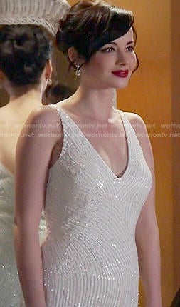 Jenna's white beaded prom dress on Awkward