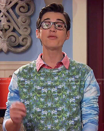 Joey's palm and cloud print sweater on Liv and Maddie