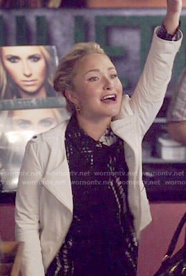Juliette's tie dyed shirt and white jacket on Nashville