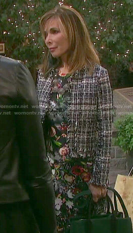 Kate's floral dress and tweed jacket on Days of our Lives