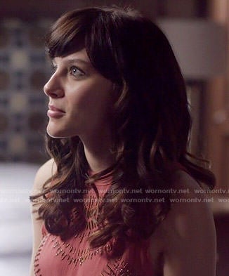 Layla's coral beaded top on Nashville