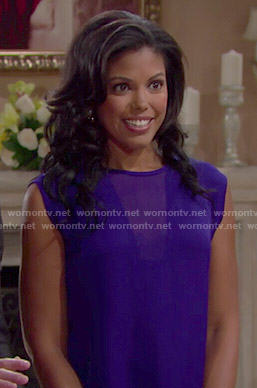 Maya's blue sheer panel top on The Bold and the Beautiful